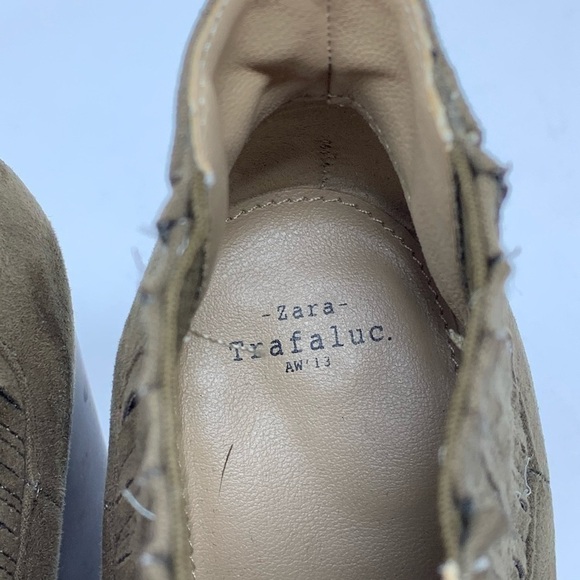 ZARA Trafaluc Brown Vegan Suede Ankle Booties - Picture 5 of 7